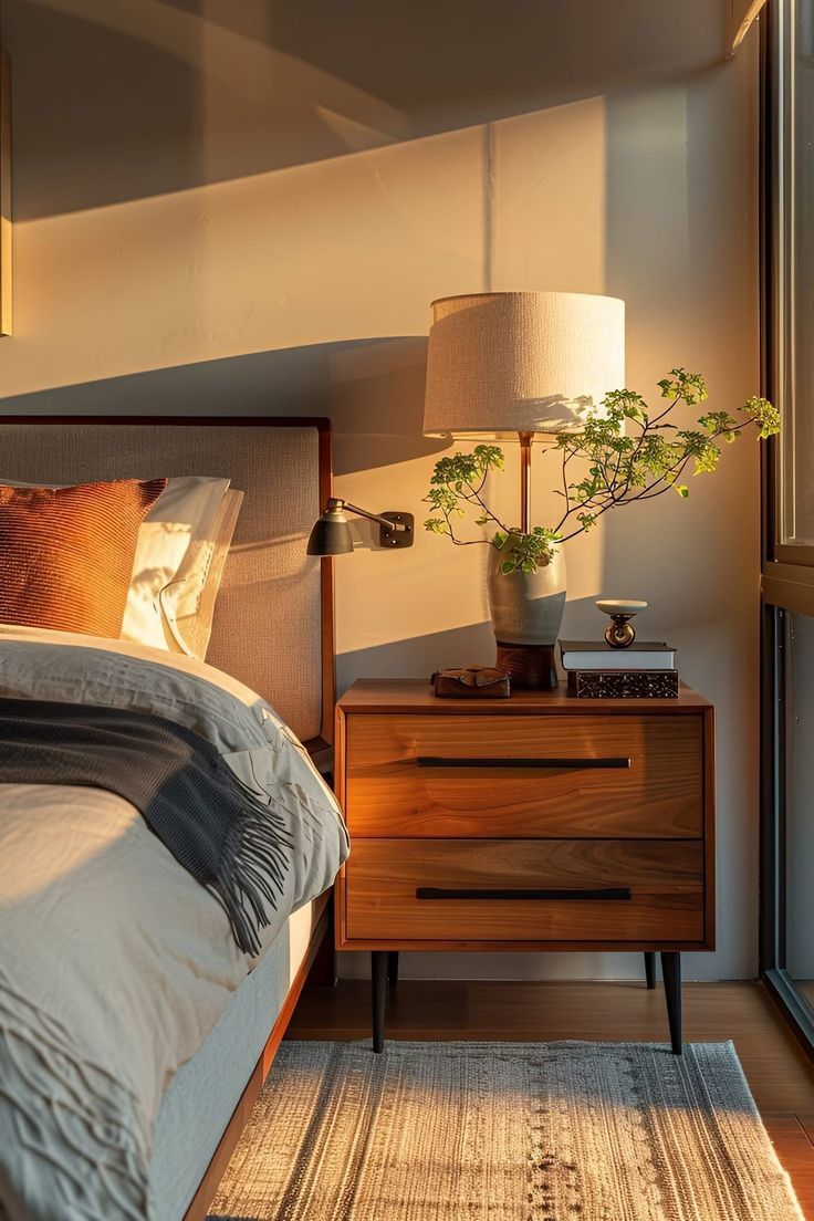Modern Bedside Table with Storage Shelf