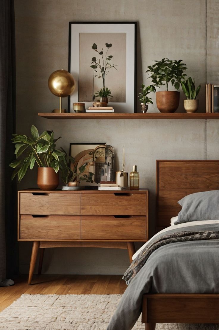 Modern Bedside Table with Storage Shelf